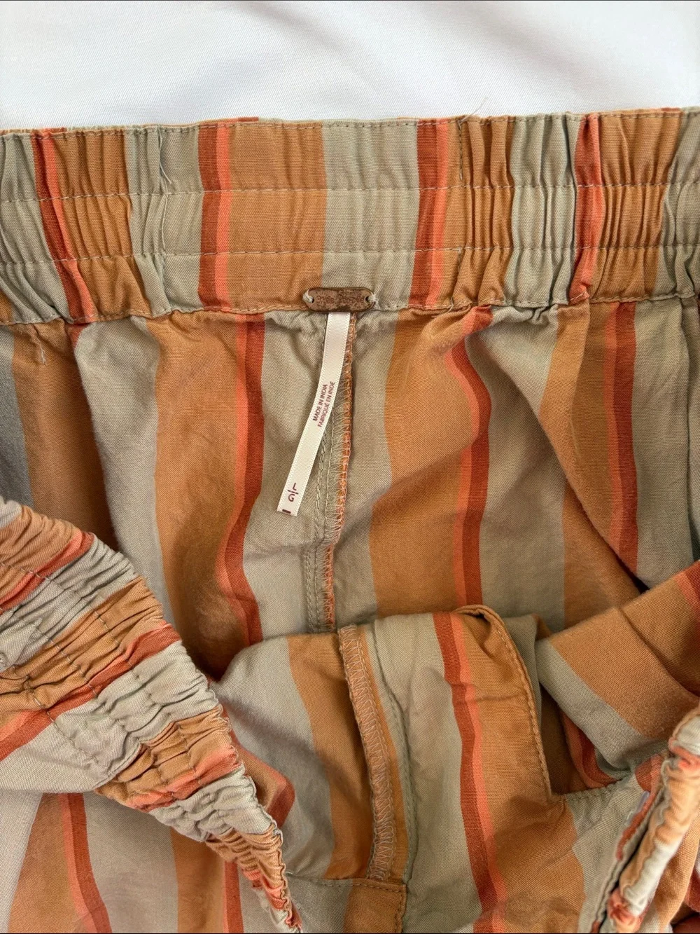 Free People Striped Cargo Harem Pants - Orange/Tan - Picture 2 of 3